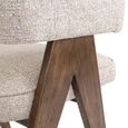 Mori Dining Chair - Curved Back - Cream Tweed - Fabric and Wood