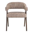Mori Dining Chair - Mocca Linear - Fabric and Wood