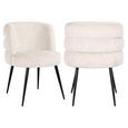 Stella Beige Chenille Fabric Dining Chair with Black Legs