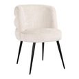 Stella Beige Chenille Fabric Dining Chair with Black Legs