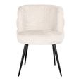 Stella Beige Chenille Fabric Dining Chair with Black Legs