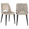 Tabitha Natural Khaki Fabric Dining Chair with Black Legs (Set of 2)