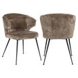 Xandra Stone Chenille Fabric Dining Chair with Black Legs