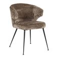 Xandra Stone Chenille Fabric Dining Chair with Black Legs