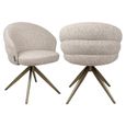 Zendaya Swivel Dining Chair - Curved Back - Cayenne Brown - Fabric and Metal