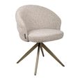 Zendaya Swivel Dining Chair - Curved Back - Cayenne Brown - Fabric and Metal