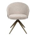 Zendaya Swivel Dining Chair - Curved Back - Cayenne Brown - Fabric and Metal