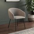Fern Dining Armchair - Set of 2 - Curved Back - Cologne Mink and Black - Fabric and Metal