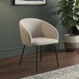 Fern Dining Armchair - Set of 2 - Curved Back - Lyon Mink and Black - Fabric and Metal