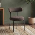 Flora Dining Chair - Set of 2 - Curved Back - Chocolate Soft Weave and Black - Fabric and Metal