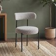 Flora Dining Chair - Set of 2 - Curved Back - Mink Boucle and Black - Fabric and Metal
