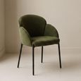 Petal Dining Armchair - Set of 2 - Olive Green Soft Weave and Black - Fabric and Metal