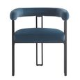 Bloom Dining Armchair - Set of 2 - Curved Back - Blue Velvet and Black - Fabric and Metal