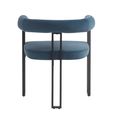 Bloom Dining Armchair - Set of 2 - Curved Back - Blue Velvet and Black - Fabric and Metal