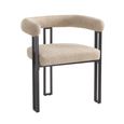 Bloom Dining Armchair - Set of 2 - Curved Back - Oatmeal Soft Weave and Black - Fabric and Metal