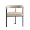 Bloom Dining Armchair - Set of 2 - Curved Back - Oatmeal Soft Weave and Black - Fabric and Metal