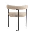 Bloom Dining Armchair - Set of 2 - Curved Back - Oatmeal Soft Weave and Black - Fabric and Metal