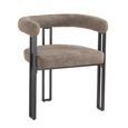 Bloom Dining Armchair - Set of 2 - Curved Back - Taupe Soft Weave and Black - Fabric and Metal