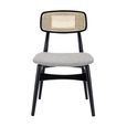 Elder Dining Chair - Set of 2 - Lyon Steel and Black - Fabric and Rattan