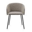 Fern Dining Armchair - Set of 2 - Curved Back - Cologne Mink and Black - Fabric and Metal