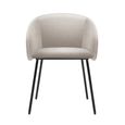 Fern Dining Armchair - Set of 2 - Curved Back - Lyon Mink and Black - Fabric and Metal