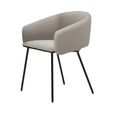 Fern Dining Armchair - Set of 2 - Curved Back - Lyon Mink and Black - Fabric and Metal