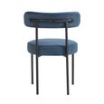 Flora Dining Chair - Set of 2 - Curved Back - Blue Velvet and Black - Fabric and Metal