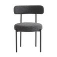 Flora Dining Chair - Set of 2 - Curved Back - Charcoal Boucle and Black - Fabric and Metal