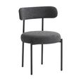 Flora Dining Chair - Set of 2 - Curved Back - Charcoal Boucle and Black - Fabric and Metal