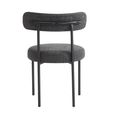 Flora Dining Chair - Set of 2 - Curved Back - Charcoal Boucle and Black - Fabric and Metal