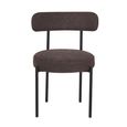 Flora Dining Chair - Set of 2 - Curved Back - Chocolate Soft Weave and Black - Fabric and Metal