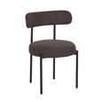 Flora Dining Chair - Set of 2 - Curved Back - Chocolate Soft Weave and Black - Fabric and Metal