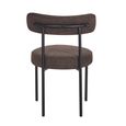 Flora Dining Chair - Set of 2 - Curved Back - Chocolate Soft Weave and Black - Fabric and Metal