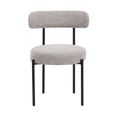 Flora Dining Chair - Set of 2 - Curved Back - Mink Boucle and Black - Fabric and Metal