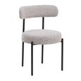 Flora Dining Chair - Set of 2 - Curved Back - Mink Boucle and Black - Fabric and Metal