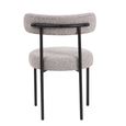 Flora Dining Chair - Set of 2 - Curved Back - Mink Boucle and Black - Fabric and Metal