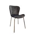 Jasmine Dining Chair - Set of 2 - Curved Back - Dark Grey and Brass - Fabric and Metal