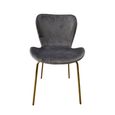 Jasmine Dining Chair - Set of 2 - Curved Back - Dark Grey and Brass - Fabric and Metal