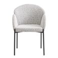 Petal Dining Armchair - Set of 2 - Ivory and Taupe Boucle - Fabric and Metal