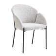 Petal Dining Armchair - Set of 2 - Ivory and Taupe Boucle - Fabric and Metal