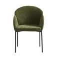 Petal Dining Armchair - Set of 2 - Olive Green Soft Weave and Black - Fabric and Metal