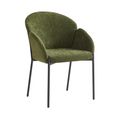 Petal Dining Armchair - Set of 2 - Olive Green Soft Weave and Black - Fabric and Metal