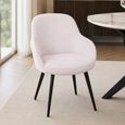 Malmo Dining Armchair - Set of 2 - Curved Back - Cream and Black - Fabric and Metal