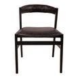 Finley Dining Chair - Set of 2 - Curved Back - Black - Leather and Wood