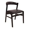 Finley Dining Chair - Set of 2 - Curved Back - Black - Leather and Wood