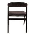 Finley Dining Chair - Set of 2 - Curved Back - Black - Leather and Wood
