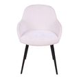 Malmo Dining Armchair - Set of 2 - Curved Back - Cream and Black - Fabric and Metal