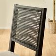 Knoxley Dining Chair - Set of 2 - Black and Cream - Rattan and Fabric