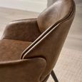 Parker Dining Chair - Set of 2 - Brown and Black - Faux Leather and Metal