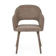 Hazel Dining Armchair - Set of 2 - Curved Back - Taupe - Fabric and Metal